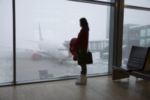 It’s ‘business as usual’ at Gardemoen Airport, Oslo, despite extreme weather conditions. Credit: Nivek Neslo / Getty