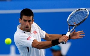 World number one, Novak Djokovic, during the Mubadala World Tennis Championship match in Abu Dahbi Credit: AFP/Getty Images 