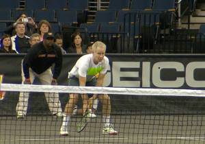 Former world number one John McEnroe at the Powershares series