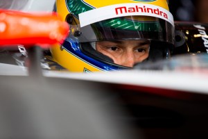 PUNTA DEL ESTE, URUGUAY - DECEMBER 19: In this handout image supplied by Formula E, Bruno Senna (BRA), Mahindra Racing M2ELECTRO during the Julius Baer Punta del Este Formula E race at Playa Brava Beach street circuit on December 19, 2015 in Punta Del Este, Uruguay. (Photo by Zak Mauger/LAT/Formula E via Getty Images)