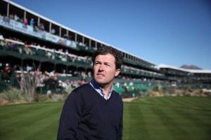 ‘Living Golf’ host Shane O’Donoghue at the 16th hole at the Phoenix Open 